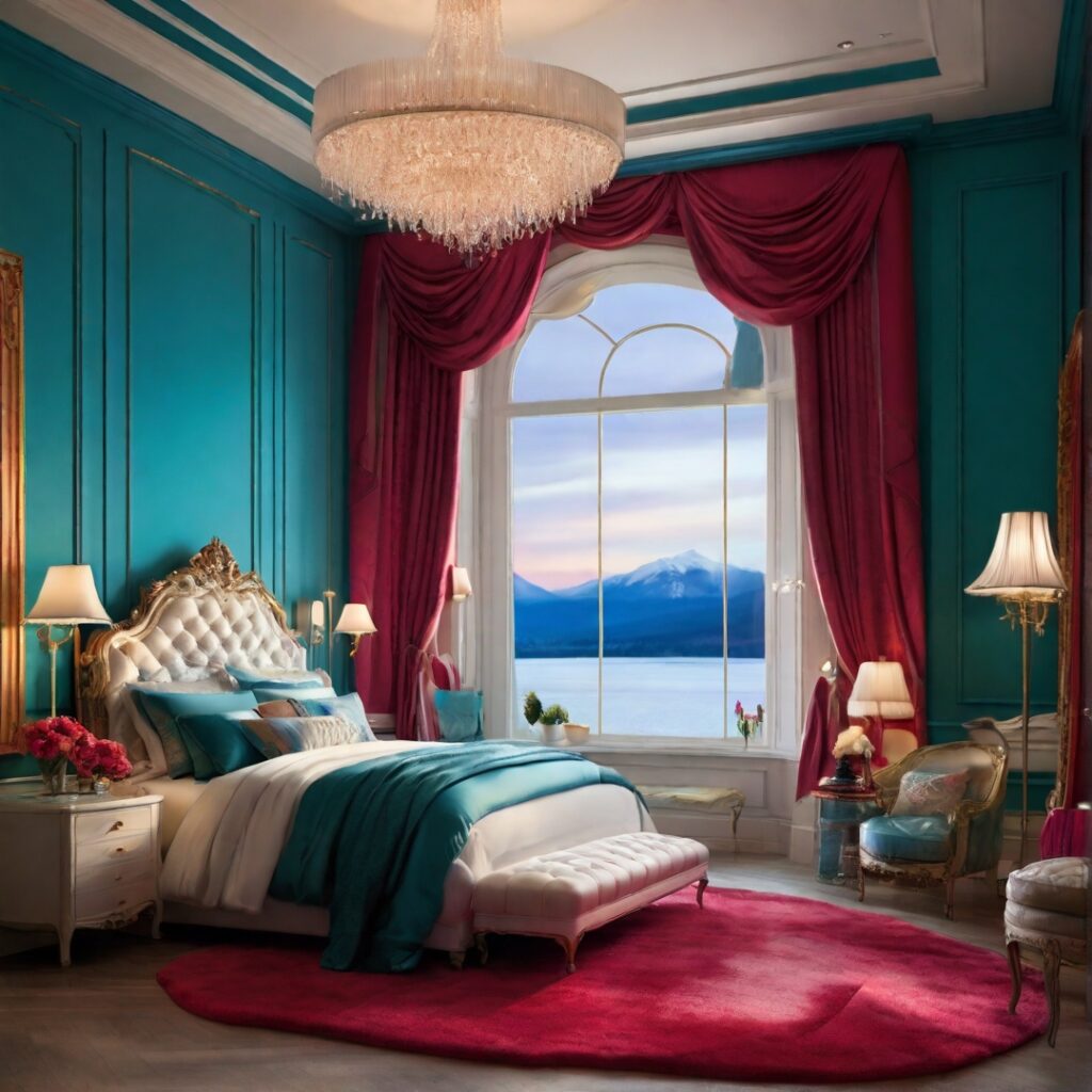 A custom interior painting in a bedroom