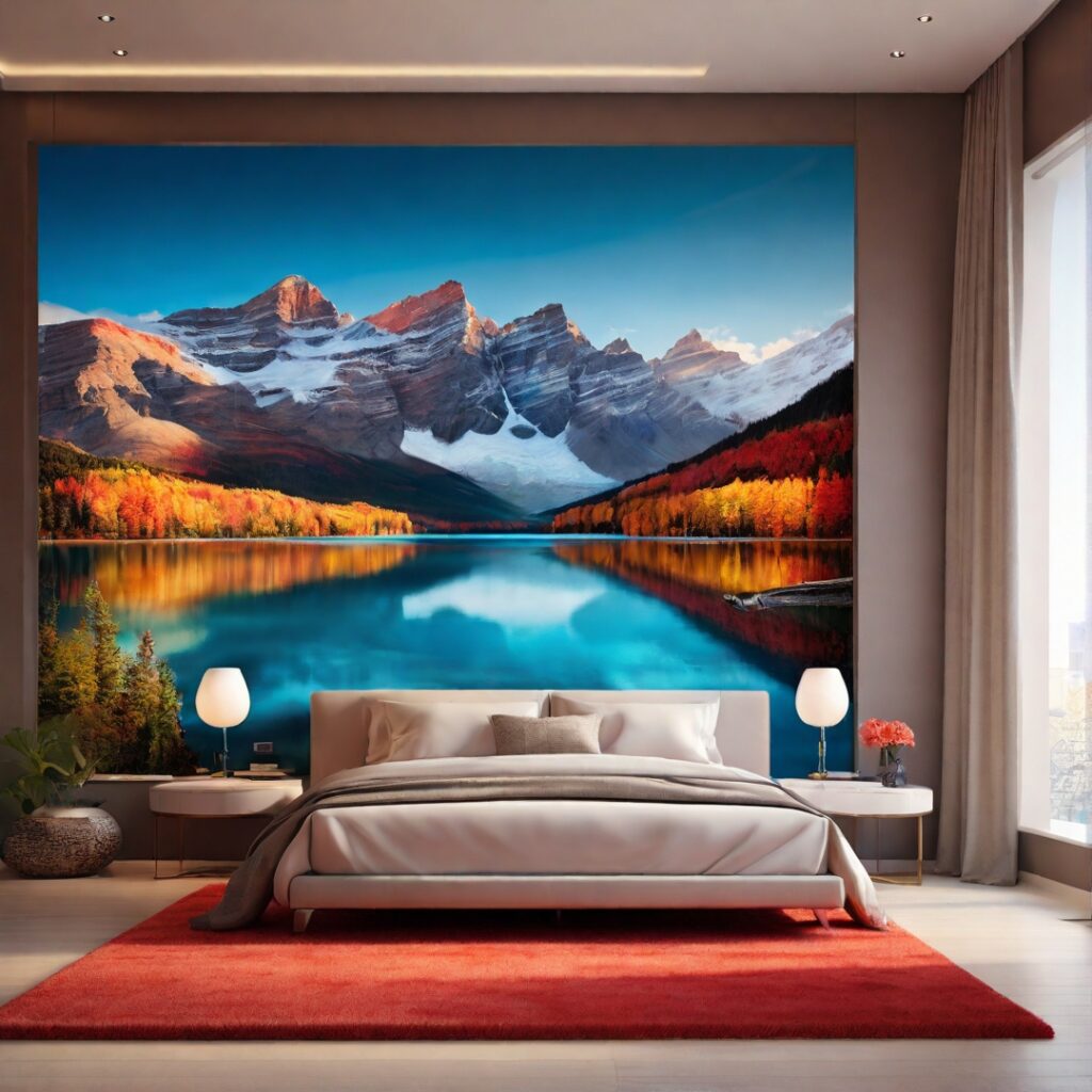 A life size wallpaper design in a bedroom