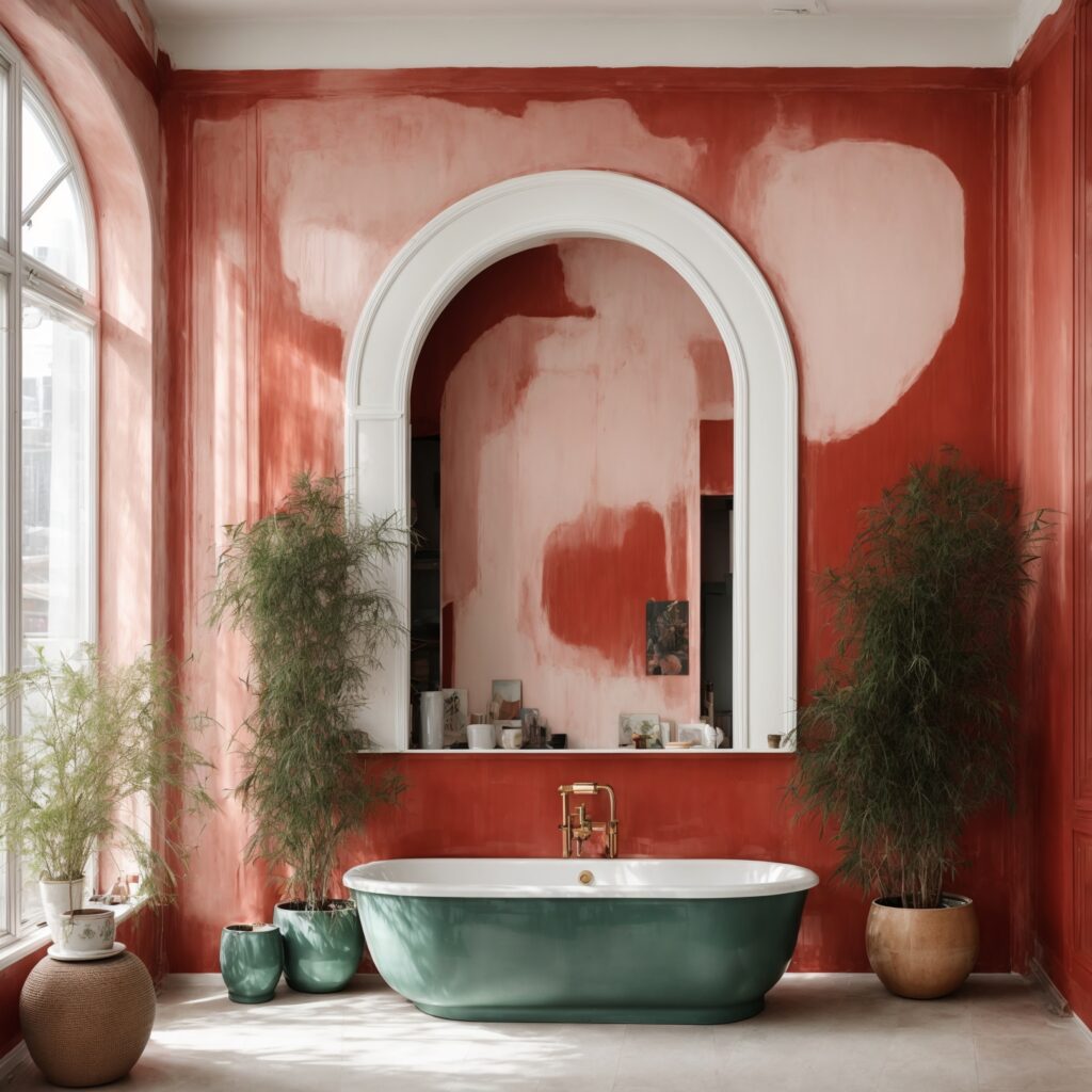 A simple but creative bathroom wallpaper design