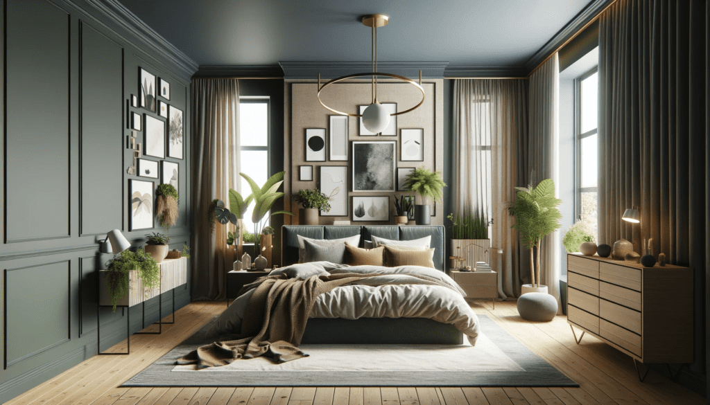 A warm interior painting in a bedroom