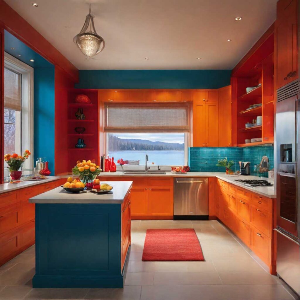 A highlighted kitchen interior painting