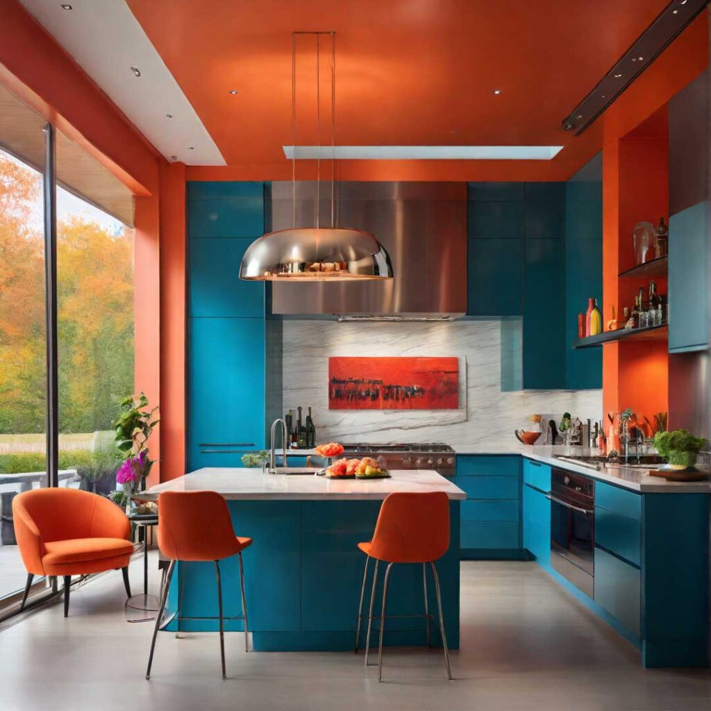 A punchy and vivid interior painting in a kitchen