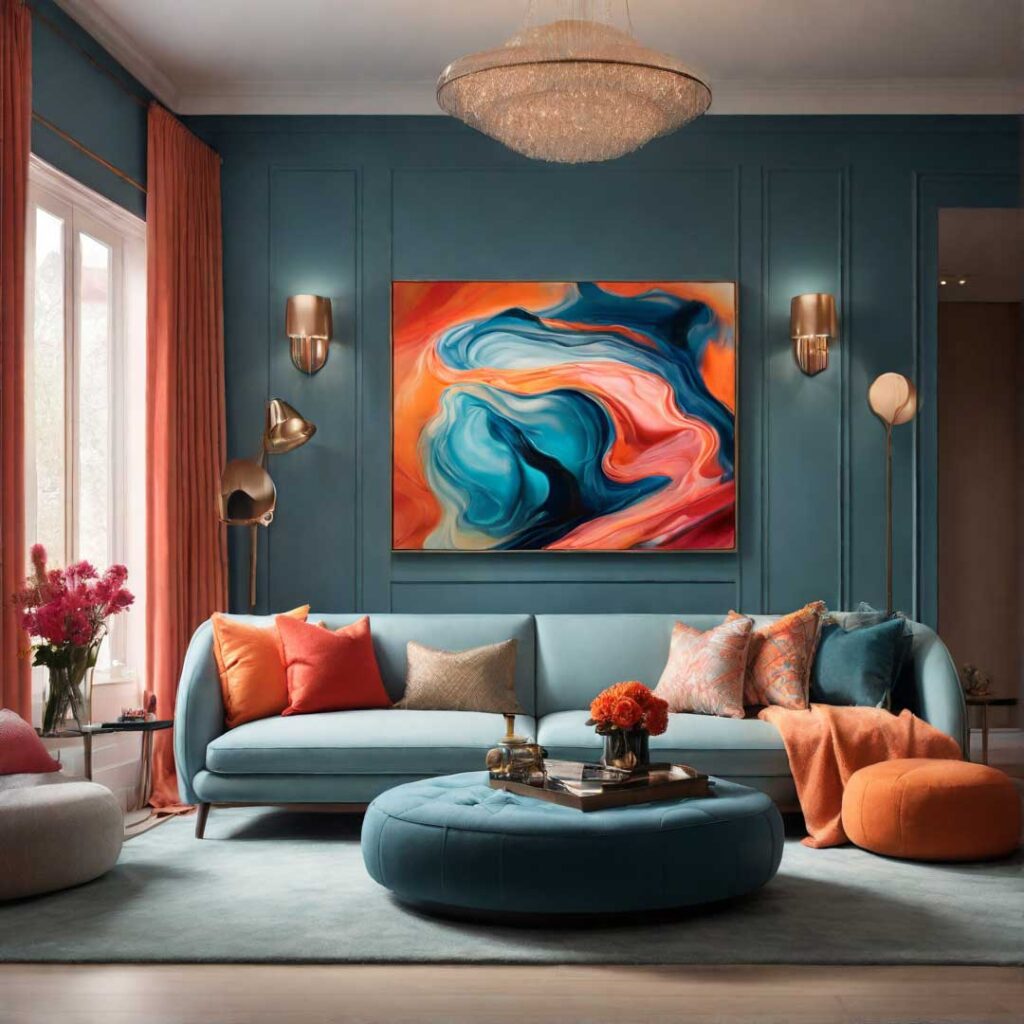 An elegant interior painting in a living room