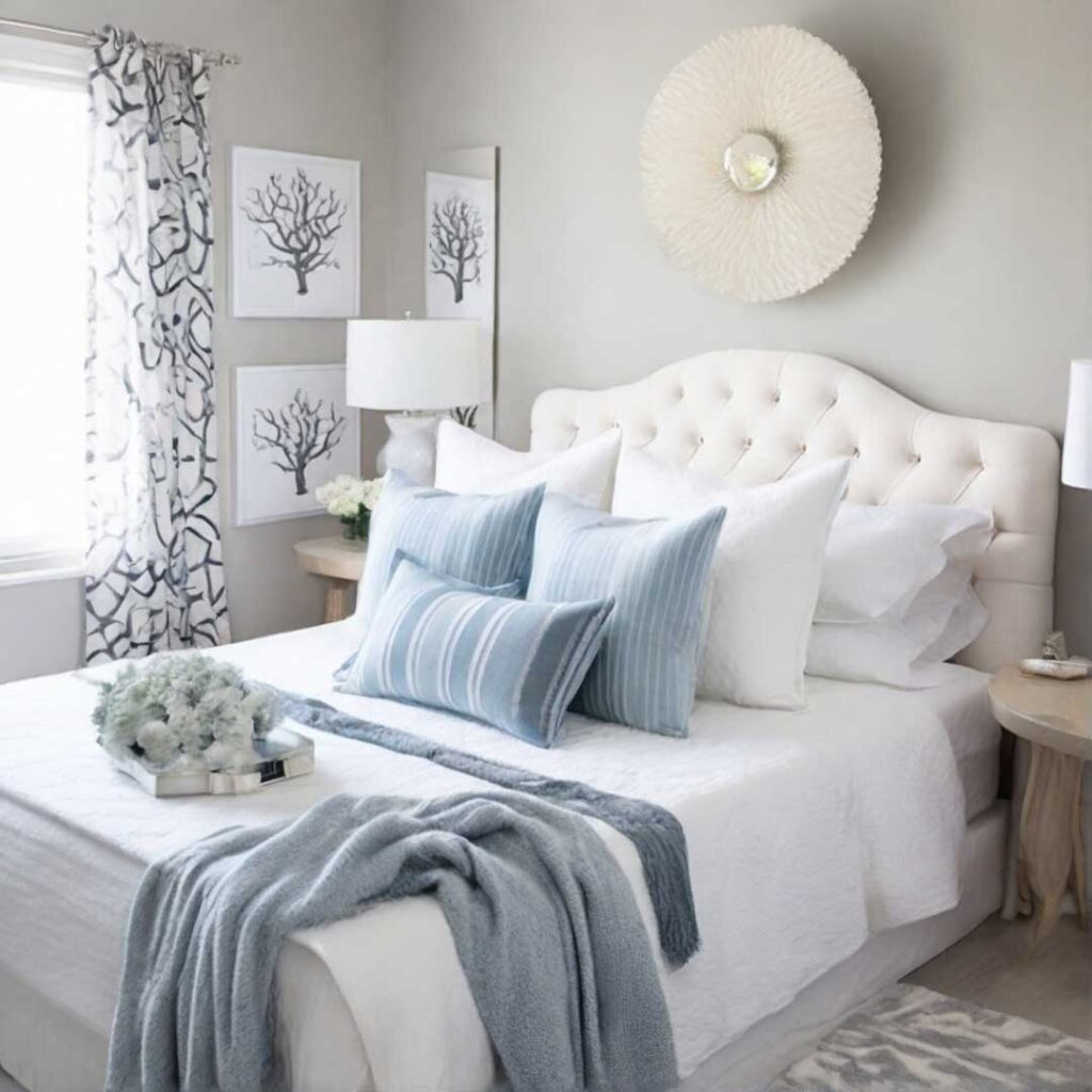 A comfortable pearly white interior painting in a living room